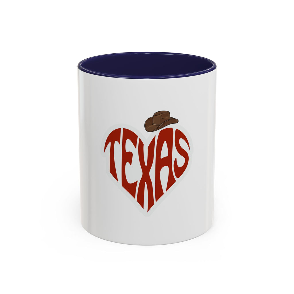 Texas Heart Coffee Mug — I Love Texas Cowboy Hat Accent