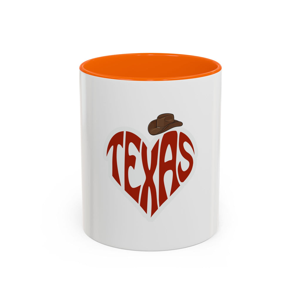 Texas Heart Coffee Mug — I Love Texas Cowboy Hat Accent