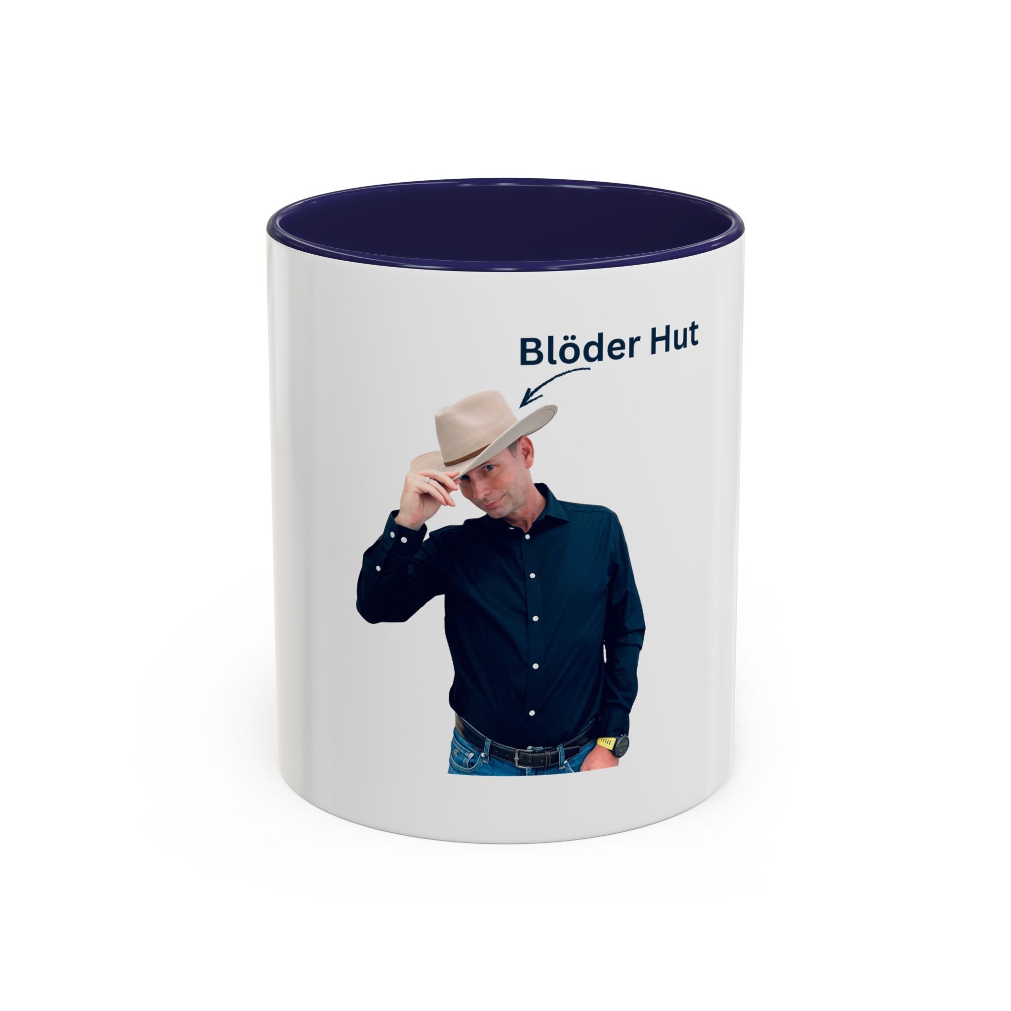 Cowboy Photo Mug with “Blöder Hut” - USA PRINT ONLY!