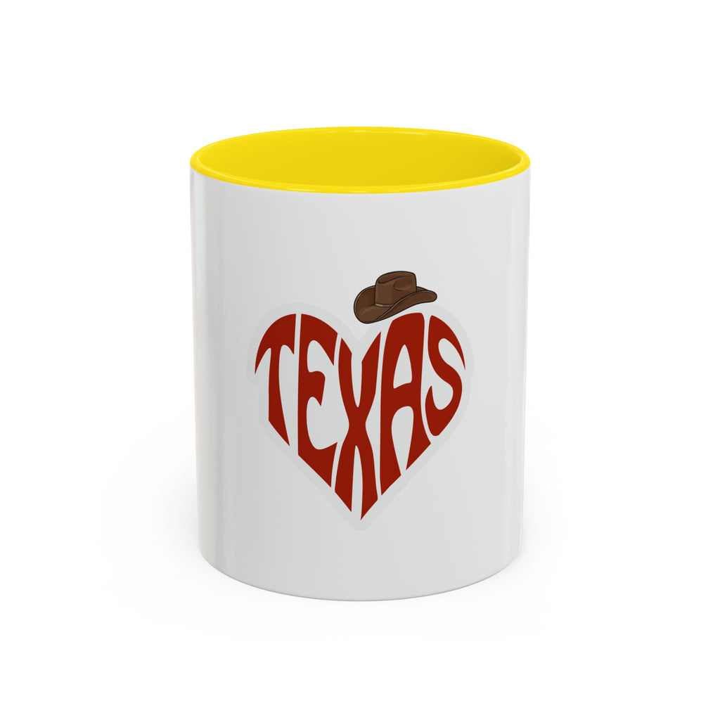 Texas Heart Coffee Mug — I Love Texas Cowboy Hat Accent