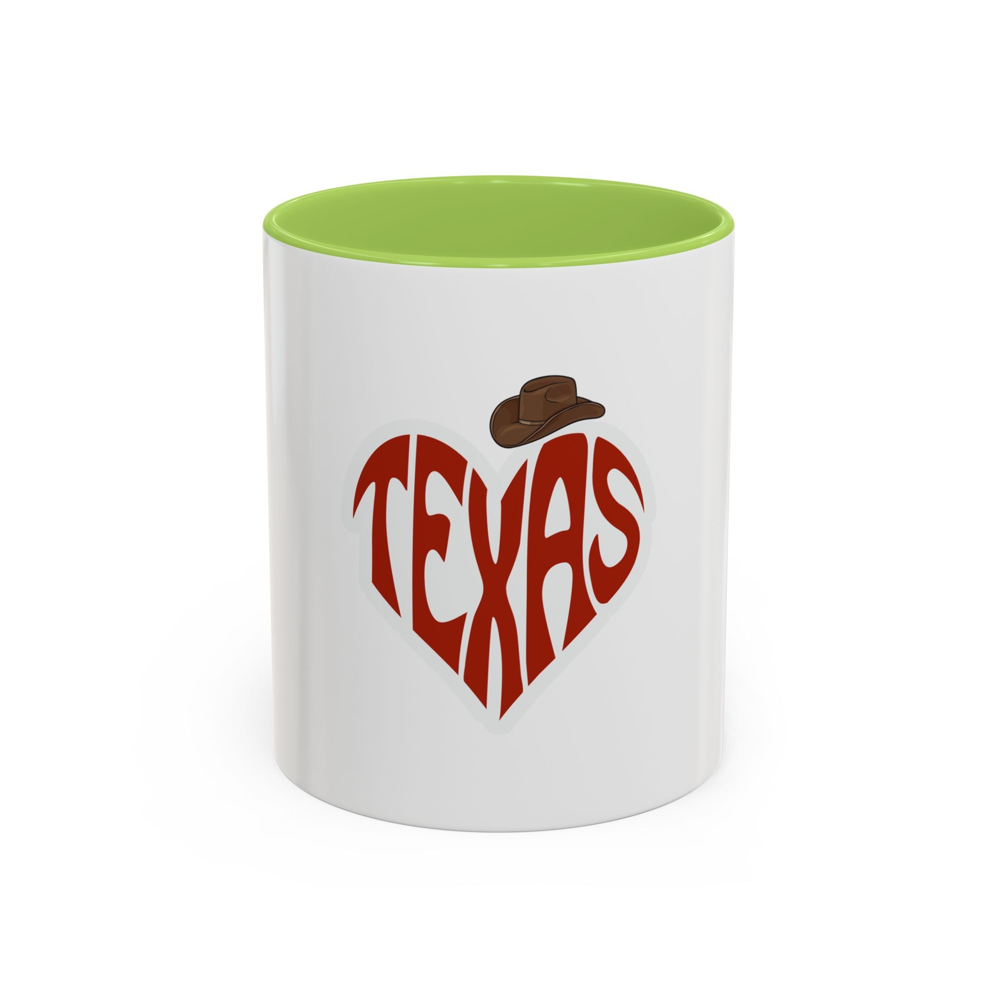 Texas Heart Coffee Mug — I Love Texas Cowboy Hat Accent