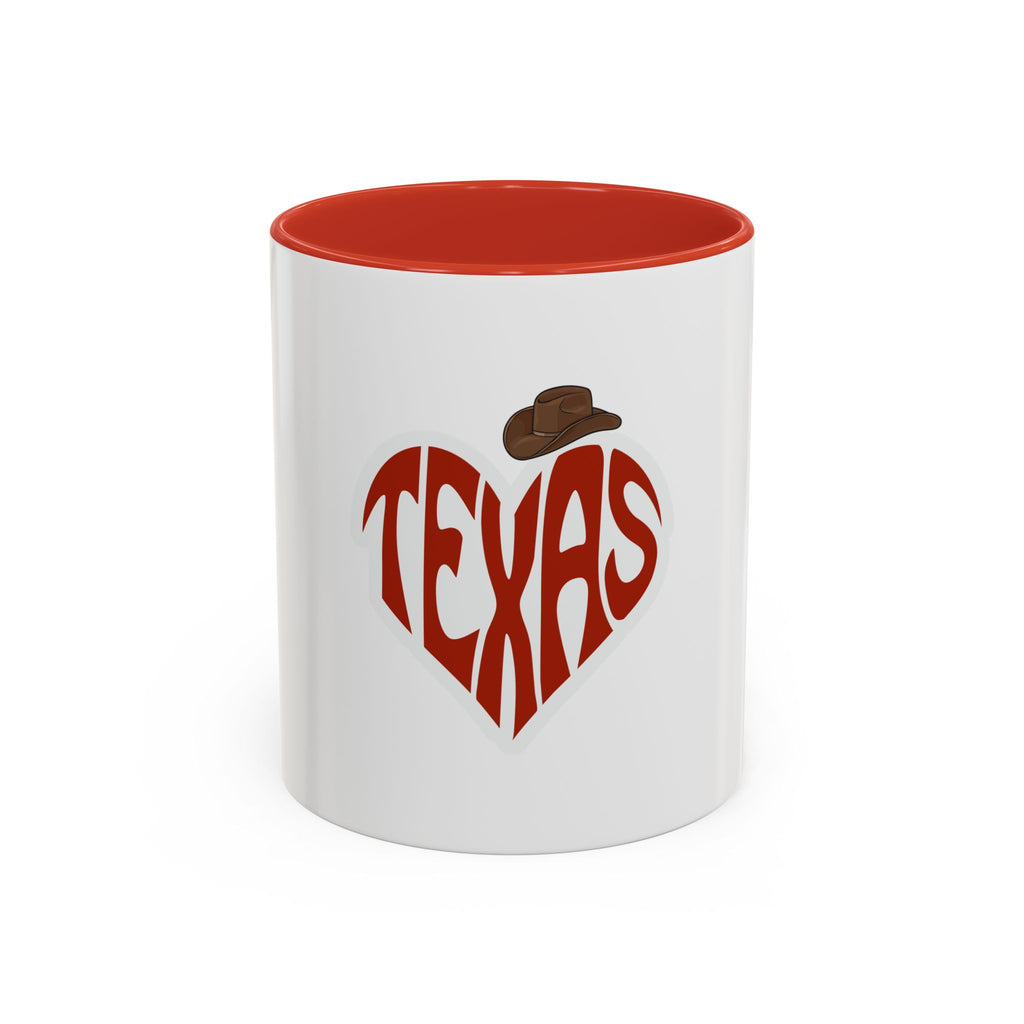 Texas Heart Coffee Mug — I Love Texas Cowboy Hat Accent