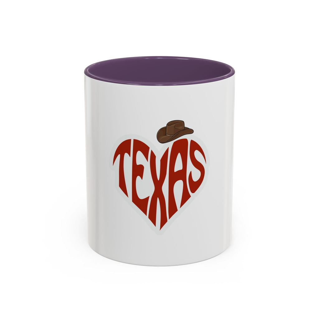 Texas Heart Coffee Mug — I Love Texas Cowboy Hat Accent