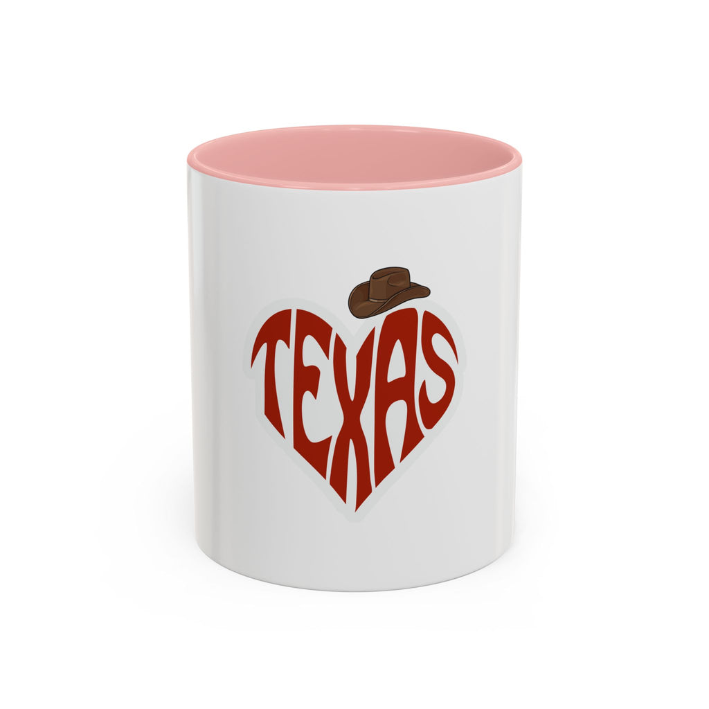 Texas Heart Coffee Mug — I Love Texas Cowboy Hat Accent